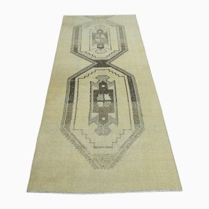 Tapis Vintage Runner Beige Marron en Laine, Turquie, 1960s