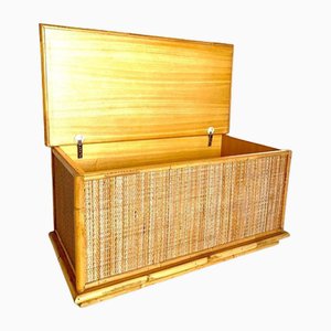 Bamboo Chest in Rattan and Wood, Italy, 1970s
