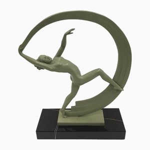 Figurine Féminine Art Déco Bacchanal par Max Le Verrier, 1920s