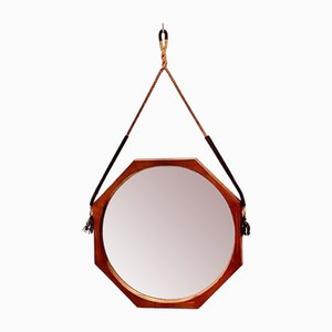 Octagonal Teak Mirror with Molated Glass attributed to Campo E Graffi, Italy, 1960s