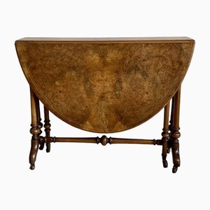 Antique Victorian Burr Walnut Inlaid Sutherland Table, 1880