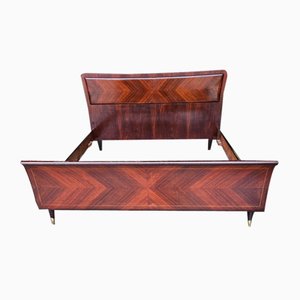 Mid-Century Double Bed in Mahogany and Rosewood, 1950