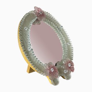 Espejo de mesa veneciano de cristal de Murano, años 60