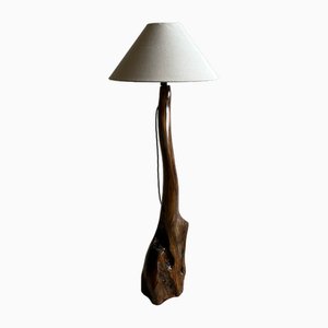 Brutalistische Holz Stehlampe, 1960er