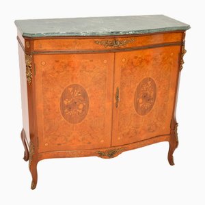 French Burr Walnut Cabinet with Marble Top, 1930s
