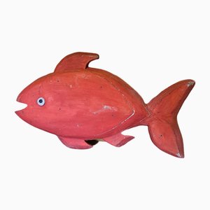 Pesce grande in legno arancione, anni '90