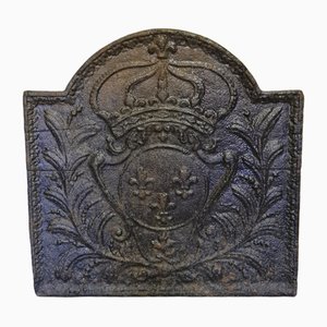 18th Century French Cast Iron Fireplace Plate with Bourbon Weapon