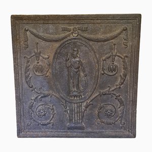 19th Century French Cast Iron Fireplace Plate with Athena Decor