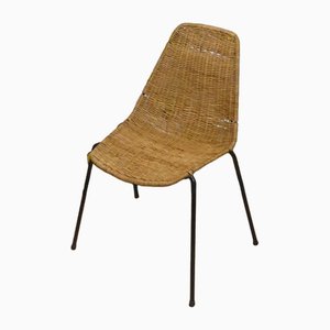 Basket Dining Chair in Rattan and Metal by Gian Franco Legler, 1950s