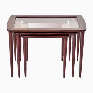 Italian Nesting Tables in Mahogany attributed to Ico & Luisa Parisi, 1960s, Set of 3