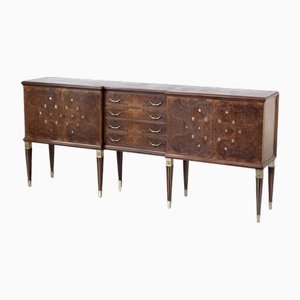 Credenza Art Déco in radica di noce e ottone, Italia