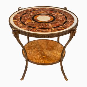 Vintage French Louis XVI Style Marble & Bronze Side Table, 1950s