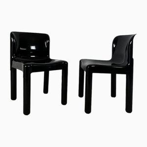 Model 4875 Chairs in Glossy Black by Carlo Bartoli for Kartell, 1980s, Set of 2