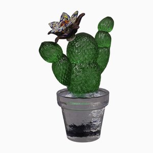 Green Art Glass Cactus Plant by Marta Marzotto, 1990