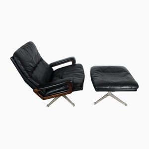 Black King Swivel Chair by André Vandenbeuck for Strässle, 1970s, Set of 2