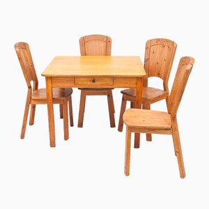 Table et Chaises de Salle à Manger Les Arcs attribuées à Charlotte Perriand, 1960s, Set de 5