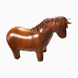 Ottomane Pony Vintage en Cuir