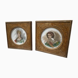 Coppia sposata, fine XIX secolo, Dipinti ad olio, con cornice, set di 2