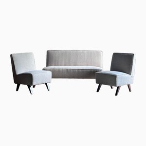 Sofa and Lounge Chairs by Pierre Jeanneret and Le Corbusier, 1954, Set of 3