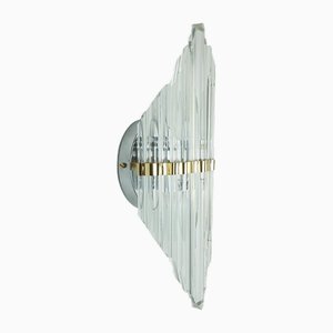 Mid-Century Hollywood Regency Style Metal Wall Sconce with Glass Rods