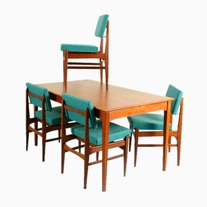 Dining Chairs and Dining Table by Louis Van Teeffelen for Wébé, 1950s, Set of 5