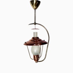 Mid-Century Italian Brass and Copper Hanging Lamp, 1950s