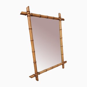 Espejo antiguo de imitación de bambú, años 30
