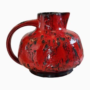 Large Mid-Century Red Fat Lava Studio Ceramic Vase, Germany, 1970s