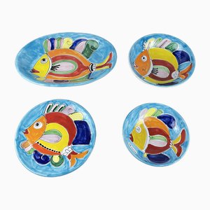 Glasierte Keramikteller von La Musa, Italien, 1980er, 4 . Set