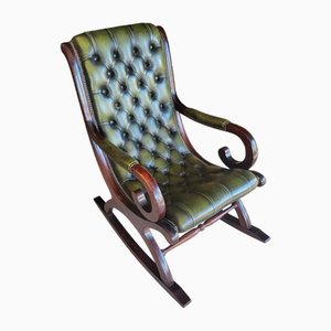 Rocking Chair Antique en Cuir, Angleterre