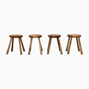 Pinewood Stools in the style of Charlotte Perriand, 1960s, Set of 4