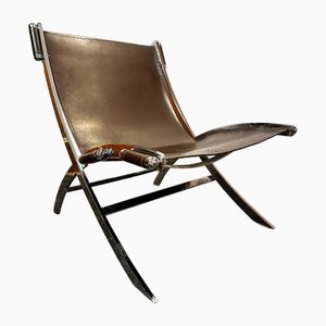 Leather Scissor Chair by Antonio Citterio for Flexform Italia, 1980s