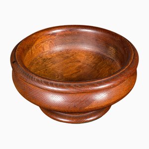 Antique English Fruit Bowl in Turned Oak, 1890s