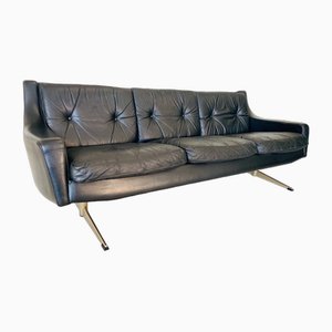 Dänisches Vintage Sofa aus schwarzem Leder, 1978