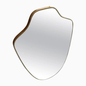 Mid-Century Modern Shield Shaped Wall Mirror in Brass, 1960s