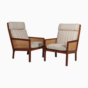 Lounge Chairr in Mahogany and Cane attributed to Bernt Petersen, 1960s