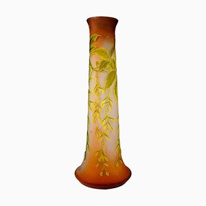 Grand Vase Camée Art Nouveau avec Décor en Frêne et Érable par Émile Gallé, France, 1910s