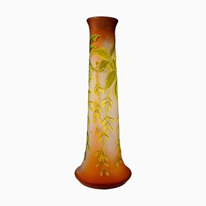 Large Art Nouveau Cameo Vase with Ash-Maple Decor by Émile Gallé, France, 1910s