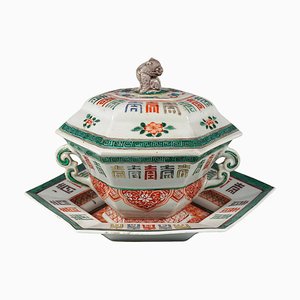 Early Asian Lidded Tureen with Présentoir from Meissen, Germany, 1740-1780, Set of 2