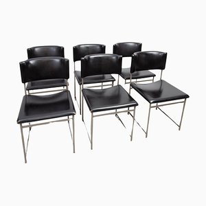 SM08 Dining Chairs in Black Leather attributed to Cees Braakman for Pastoe, 1960s, Set of 6