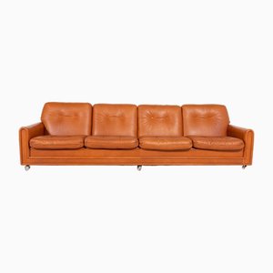 Vintage Danish Modern Cognac Leather Sofa, 1960s