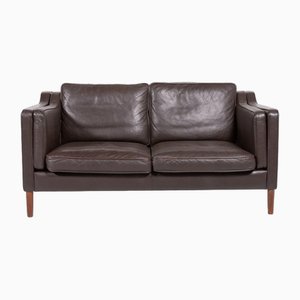 Braunes Zwei-Sitzer Ledersofa von Mogens Hansen, Dänemark