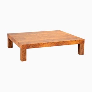 Square Burl Elm Coffee Table, 1970s