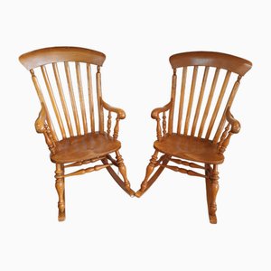 Country Style Rocking Chairs in Elm, 1980s, Set of 2