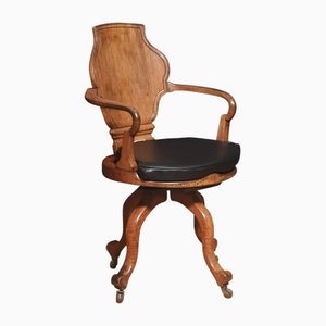 Oak Office Revolving Desk Chair