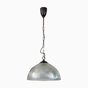 Art Deco Industrial Glass Pendant Lamp from Holophane, France, 1930s