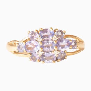 Ring in 9k Yellow and White Gold with Tanzanites and Diamonds, 2006