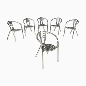 Moderne Italienische Boulevard Stühle aus Aluminium von Porsche für Ycami, 1990er, 6er Set