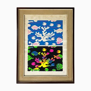 Bruno Contenotte, Colorful Marine Composition, Screen Print, 1982, Framed