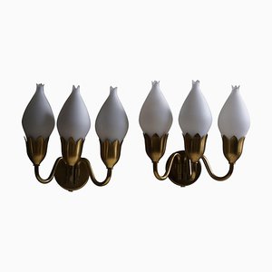Moderne dänische Tulip Wandlampen mit 3 Armen von Fog & Mørup, 1950er, 2er Set